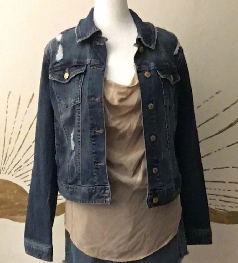 Celebrity Pink Closet Staple Stretch Distressed Denim Jean Jacket - Image 8