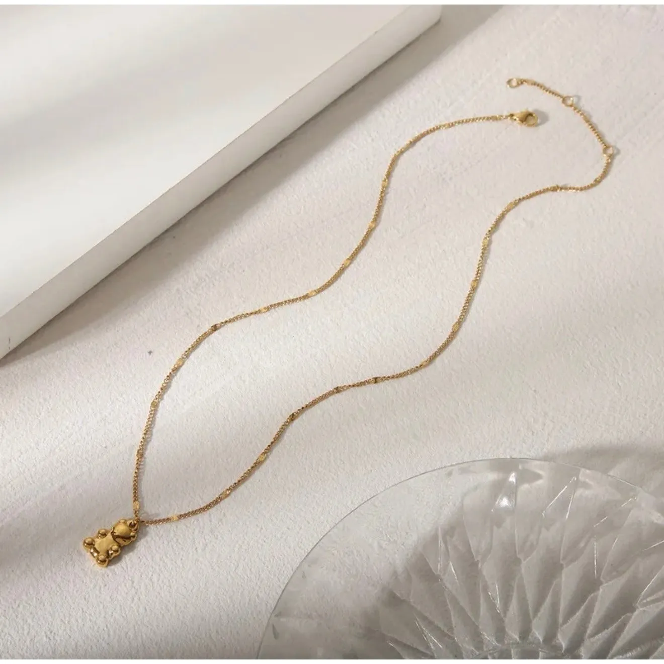 Gold‎ Teddy Bear Pendant Necklace – 14K Plated Stainless Steel Chain - Image 3