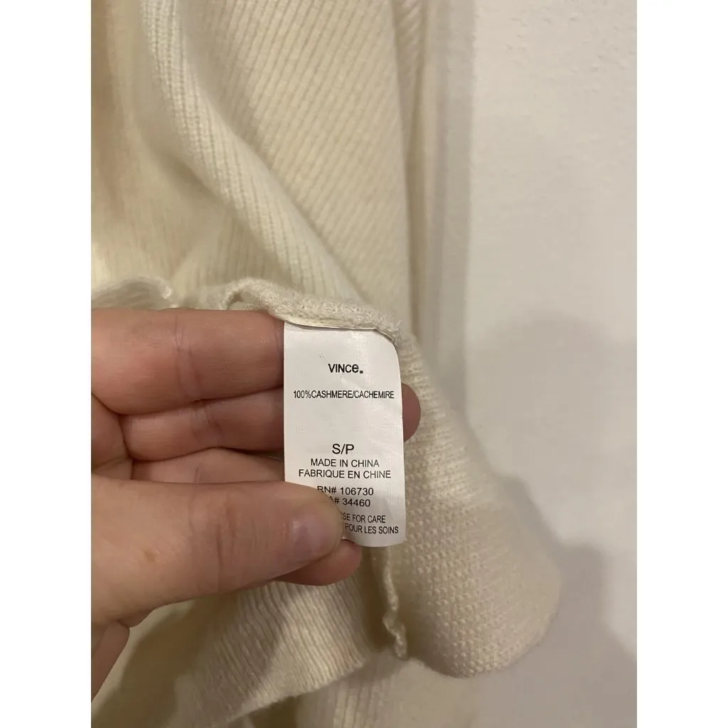 Vince Cardigan Sweater Womens Small White 100% Cashmere Open Front Draped Knit - Image 3