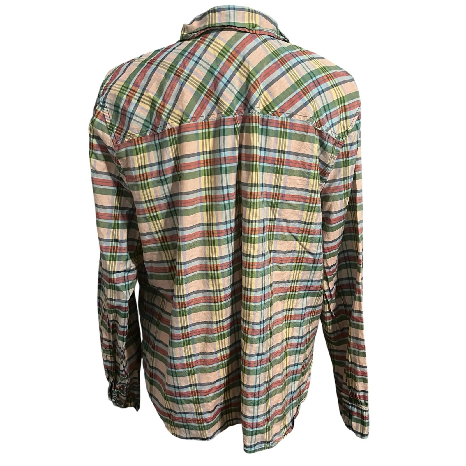 J. Crew Womens Plaid Cotton Silk Blend Classic Fit Tunic Top Blouse Sz XL Preppy - Image 3