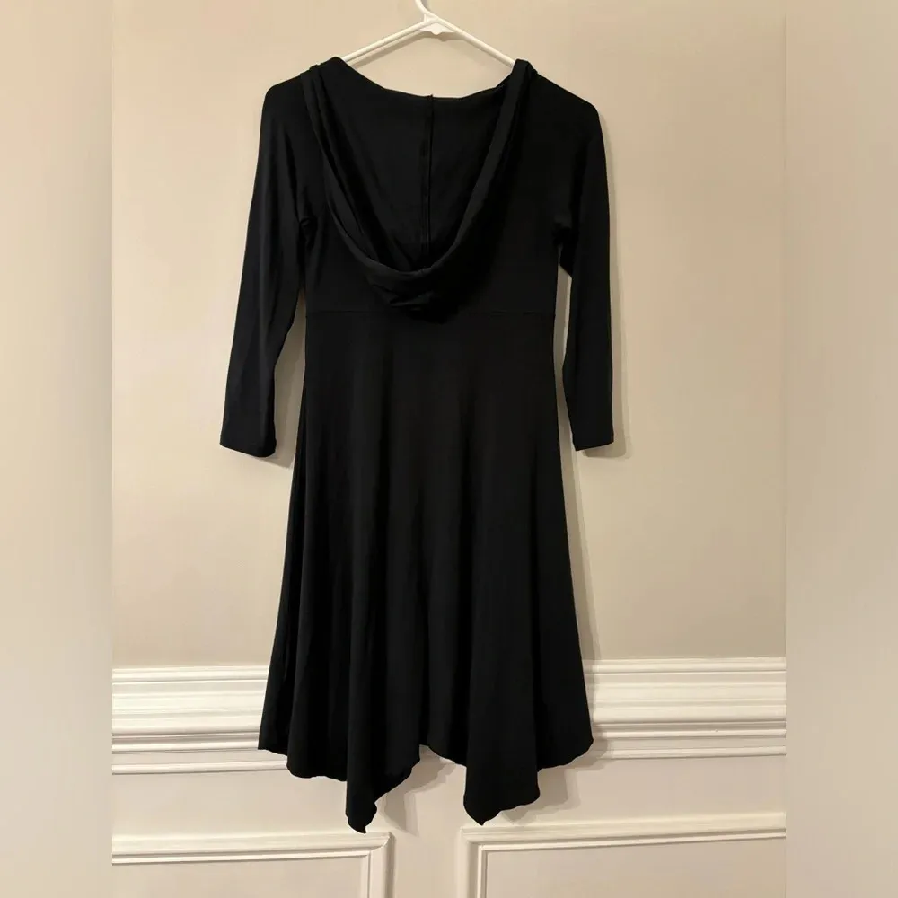 Athleta Lightweight Hooded Long Sleeve Asymmetric Hem Fit Flare Dress X-Small - Image 2