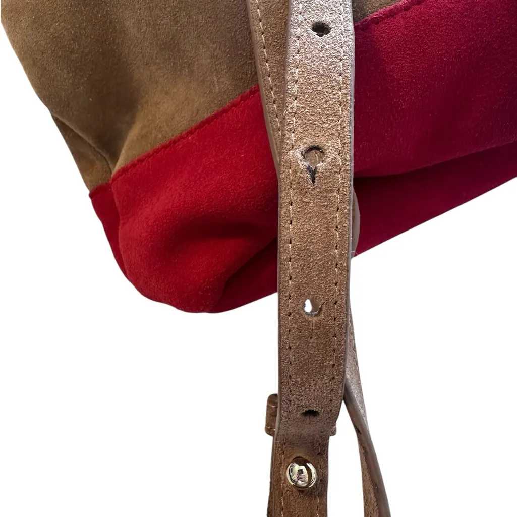 House‎ of Harlow 1960 Juda Mini Backpack Suede Adjustable Straps Red & Brown - Image 5