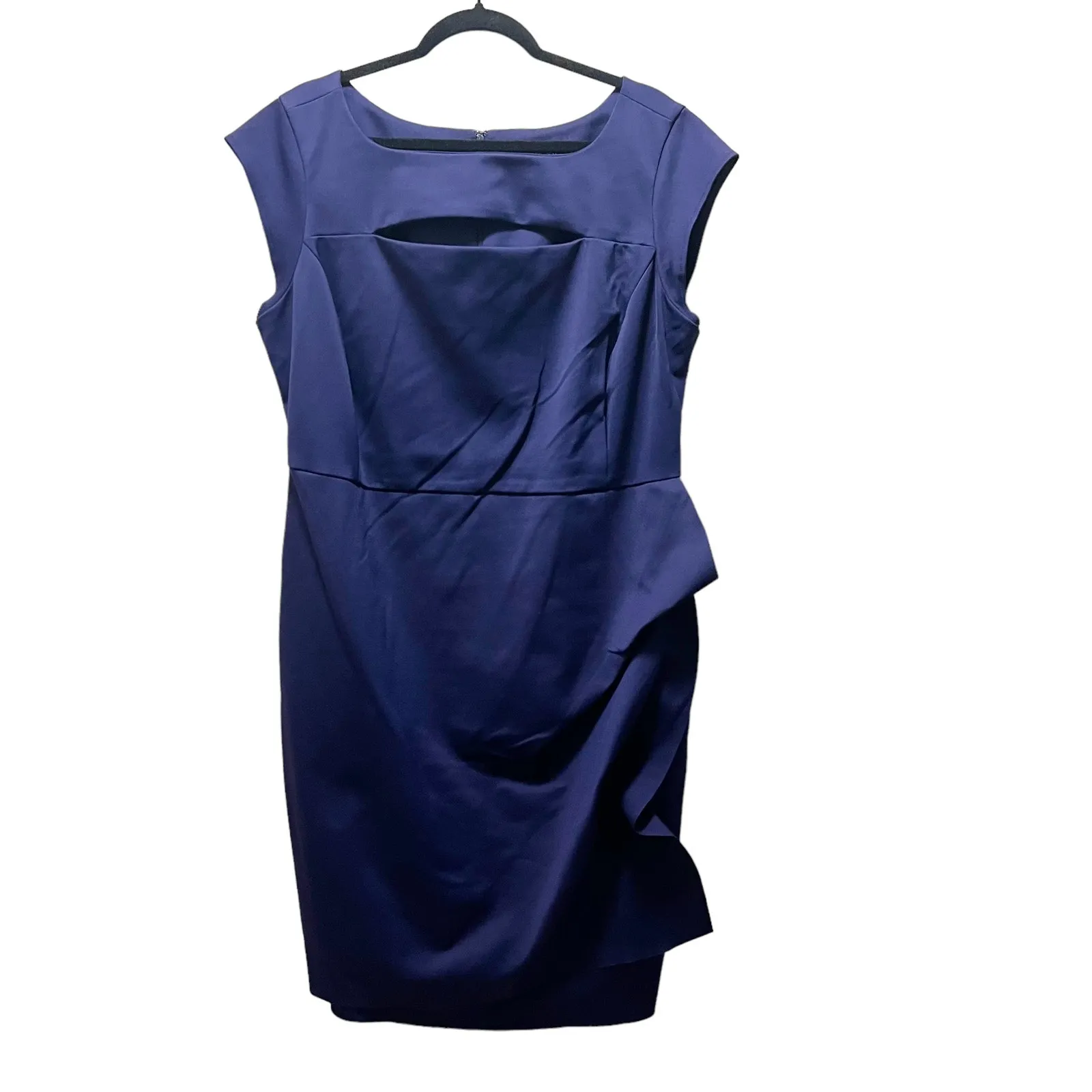 Lane Bryant Navy Blue Sheath Dress Knee Length Party Plus Size 18 Cap Sleeve - Image 2