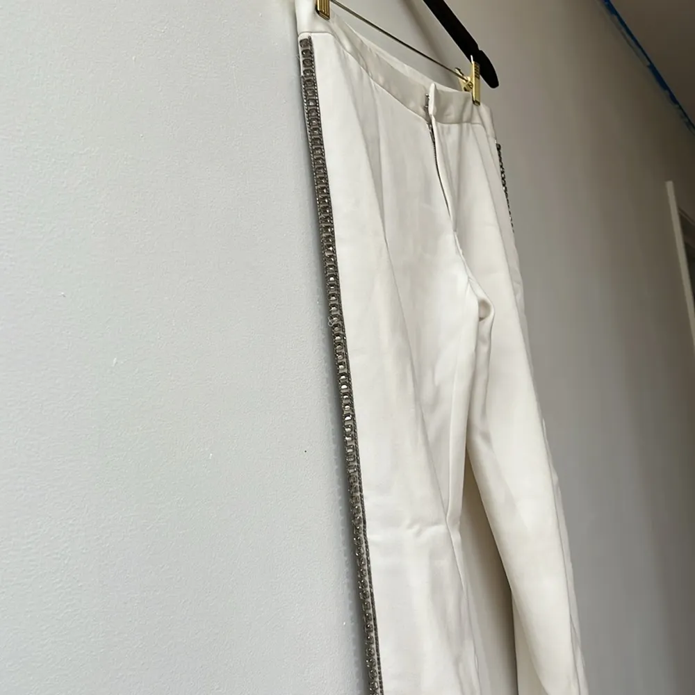 🆕 Haute Hippie | White Tuxedo Dress Pants with Beaded Side Stripes Size 2 - Image 2