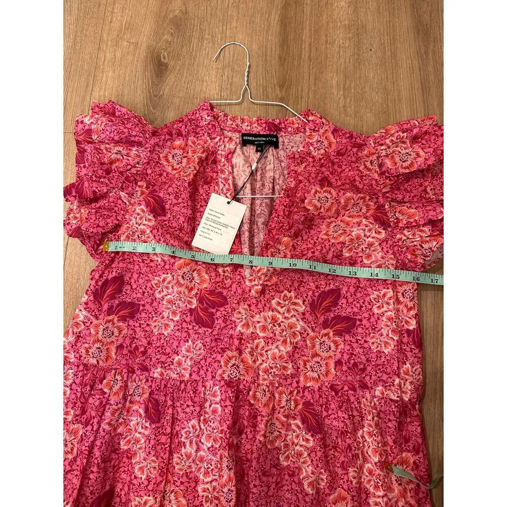 NWT Generation Love Sandy Floral Pink Tiered Dress size XS - Image 8
