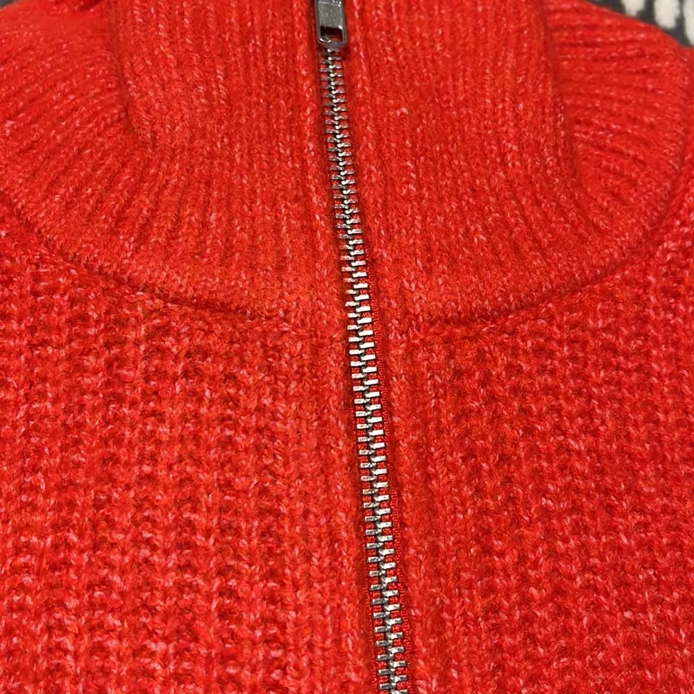 Red Cozy Vince Camuto Sweater Crossfire Acrylic Zip Neck - Image 15