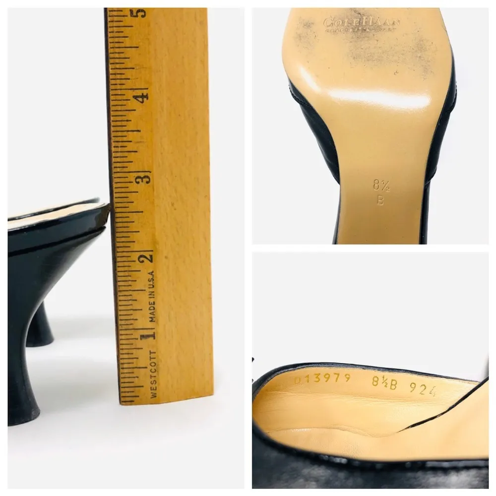 COLE HAAN black leather mules, size 8.5, made in Italy - Image 7