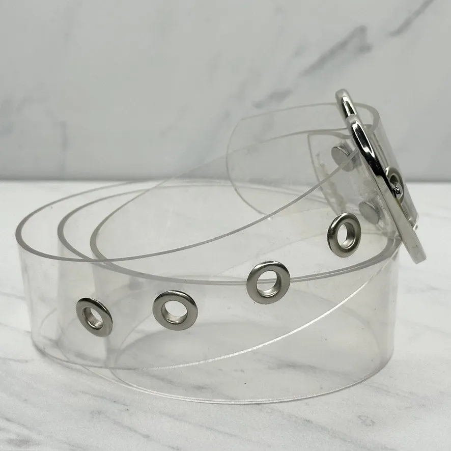 Clear Heart Buckle Belt Small (S) Silver Y2K Transparent Grunge ✨ - Image 5