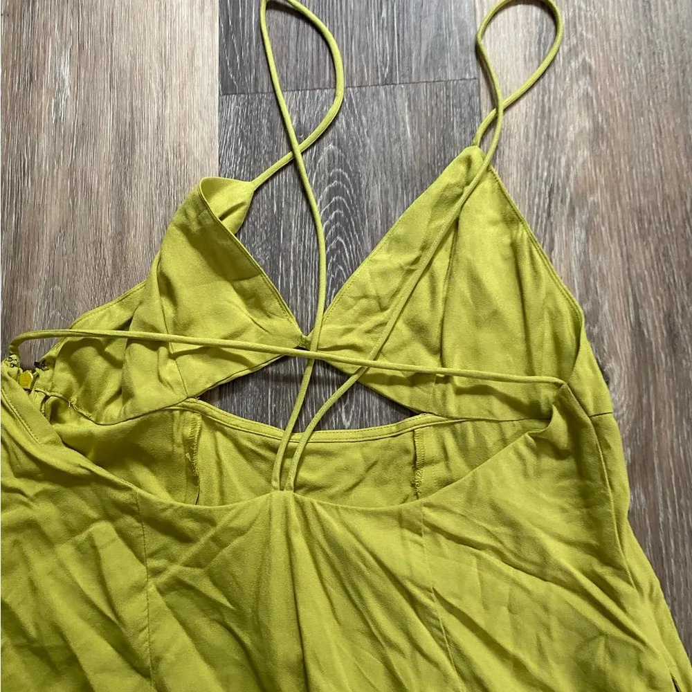 Lime Green Spaghetti Strap‎ Cutout Maxi Slip Dress with Pockets Size 12 NWT Y2K - Image 8