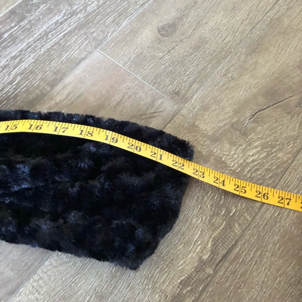 Vintage Fever Black Lamb Faux Fur Coat Jacket Swing Coat Size L - Image 7