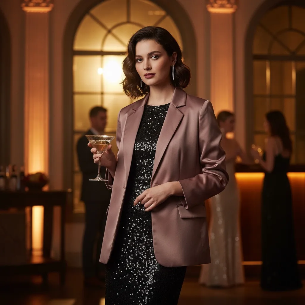 Marled Women’s Satin One Button Blazer Size L - Image 3