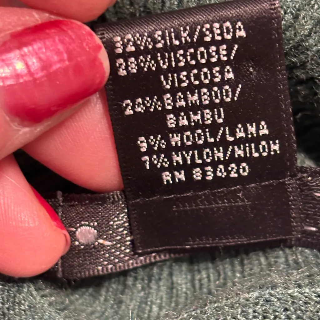 August Silk  Emerald Green Silk Blend Turtleneck Sweater Size XL - Image 5