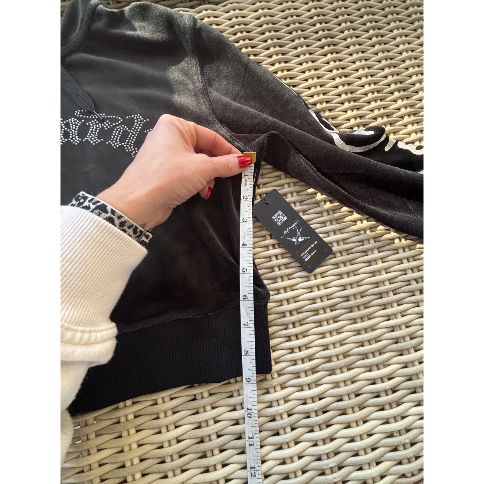 Ed Hardy NWT Silver Tiger Velour Zip Up Hoodie Large Rhinestone Y2K athleisure - Image 9