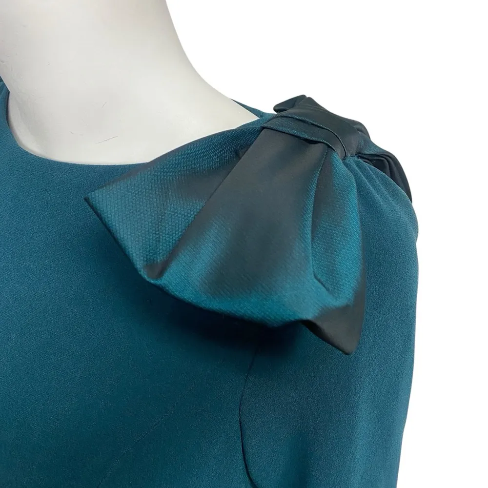 Terri Jon Rickie Freeman Maximalist Dark Green Dress Bell Sleeve Cocktail Size 12 - Image 7