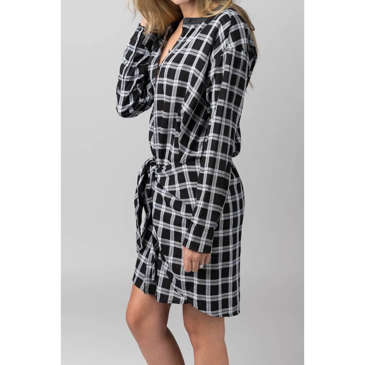 Rag & Bone Plaid Mini Dress Sz XS Black Long Sleeve Tie‎ Waist Casual Academia - Image 12