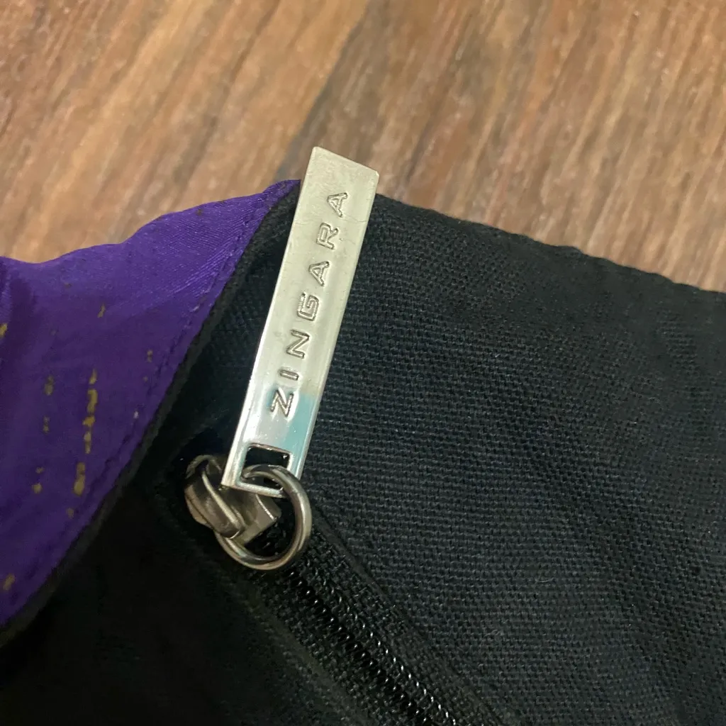 Zingara Shoulder Tote Beach Bag Purple Boho Beaded 15”H X 15”W X 7.5” Deep Black - Image 4