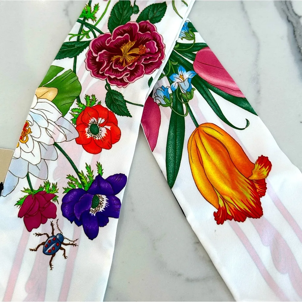 Gucci Floral Neck Bow Scarf - Image 2