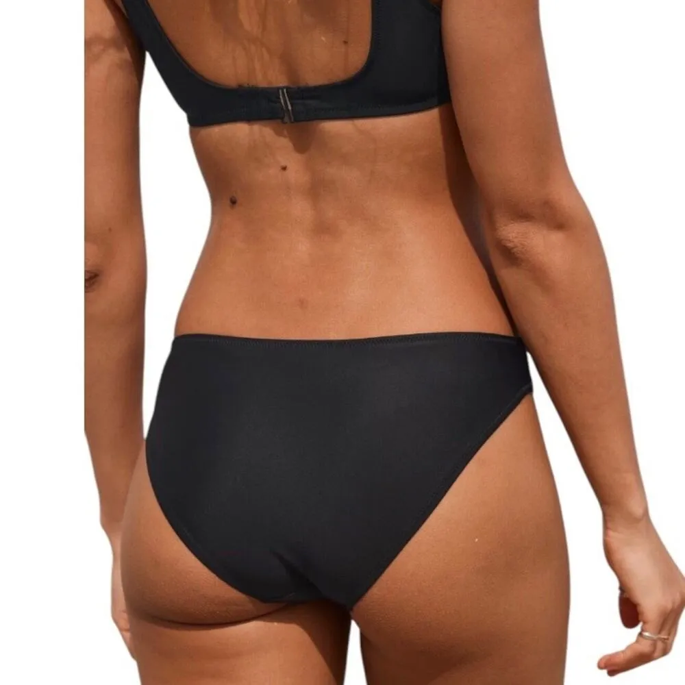 Aerie NWT Stylish Full Coverage Cheeky Bikini Bottom Solid Black Medium - Image 10