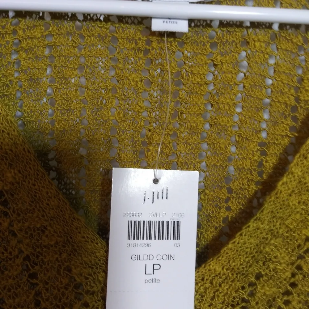 J. Jill Gilded Coin Cotton Blend Open Stitch Knit 3/4 Sleeve Sweater Petite S LP Yellow Size undefined - Image 5
