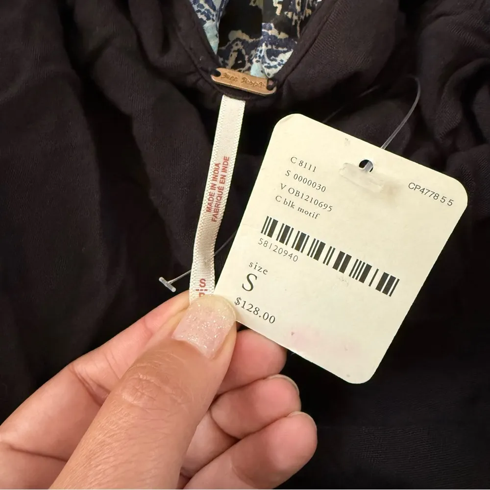 Free People Gabi Tunic Top size small black tan ruffles NEW - Image 4