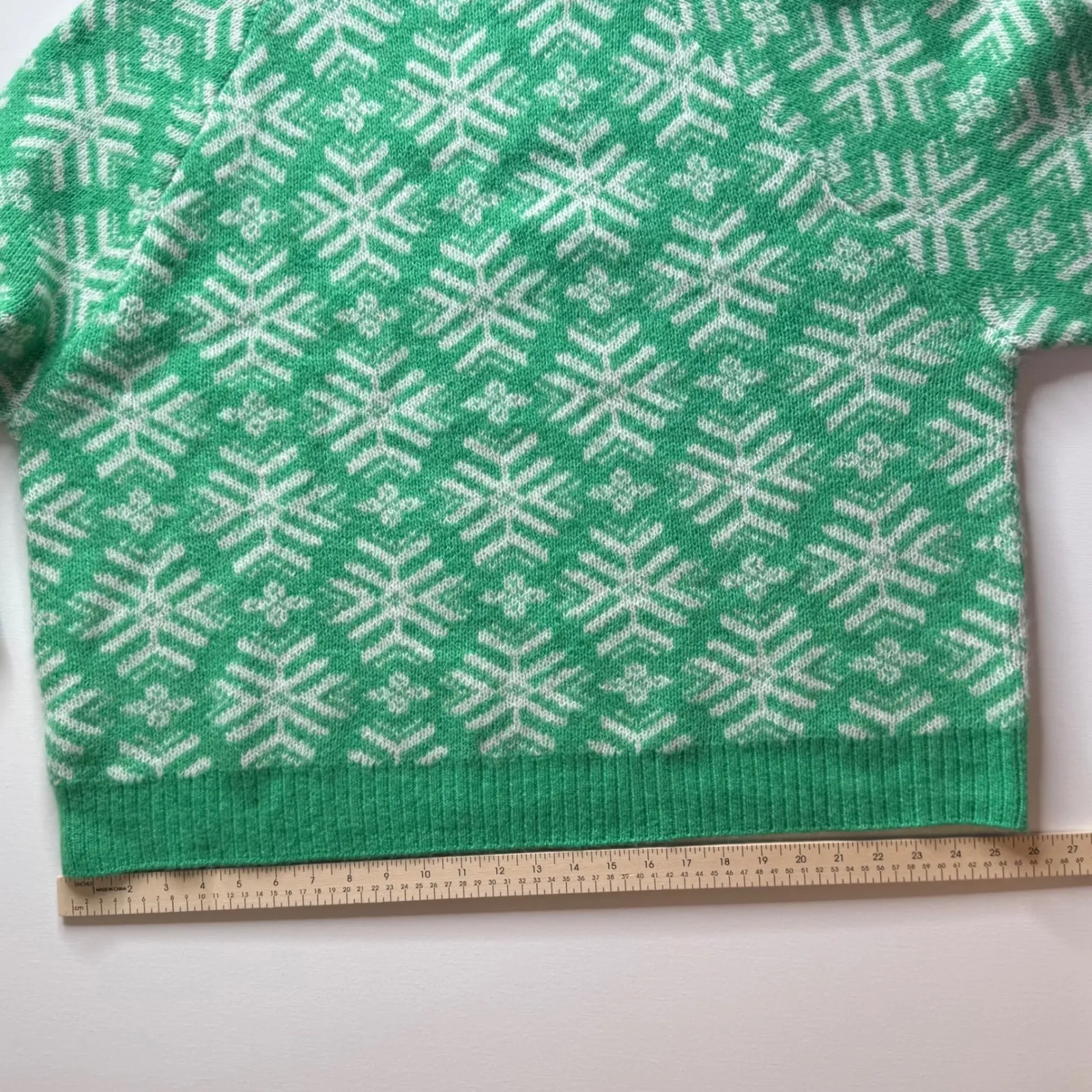 Old Navy Mock Neck‎ Sweater Green Snowflake Size XXL Tall Holiday Christmas Cozy - Image 12