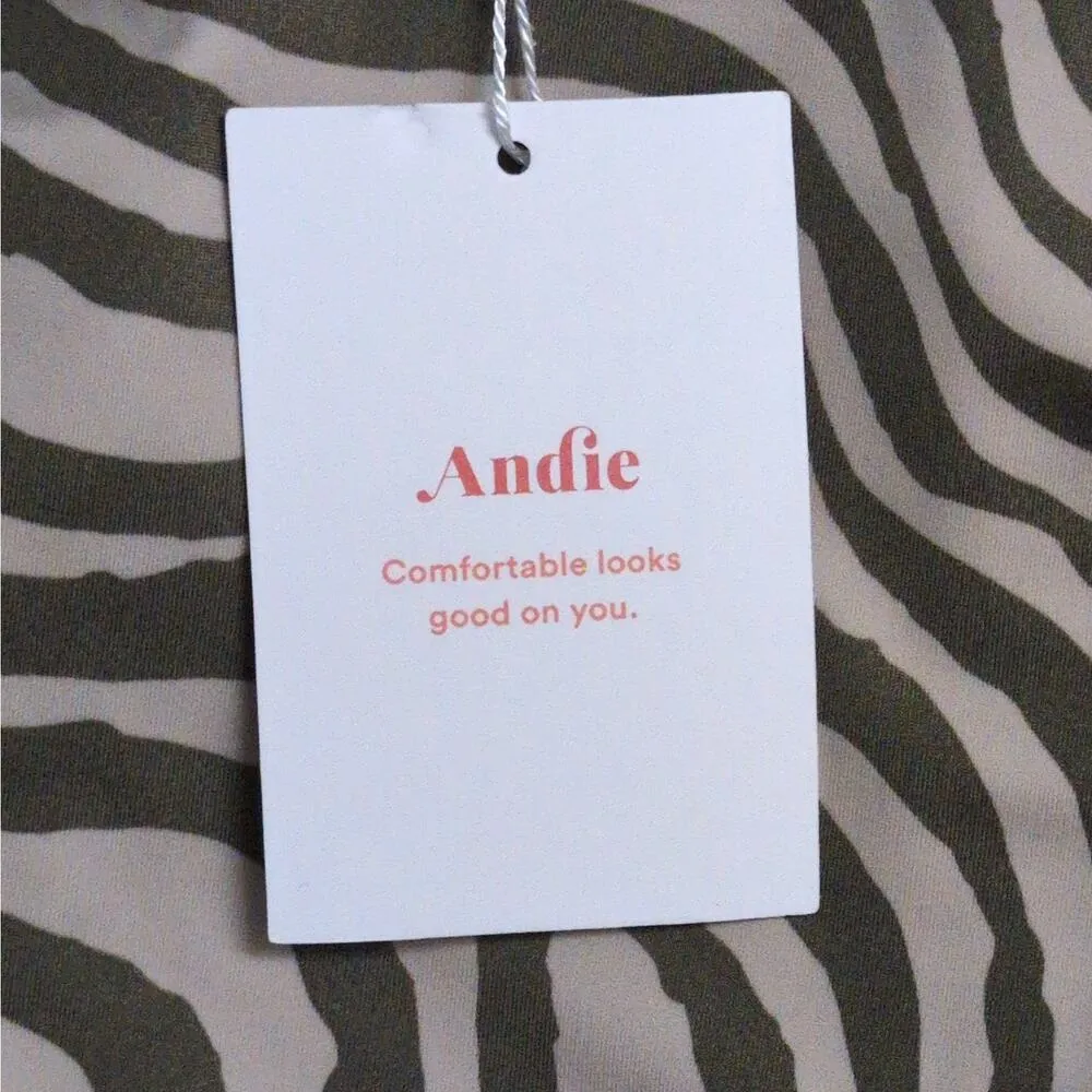 Andie Amalfi One Piece Bias Stripe Olive Scoop Neck Adjustable Straps Size M New - Image 9