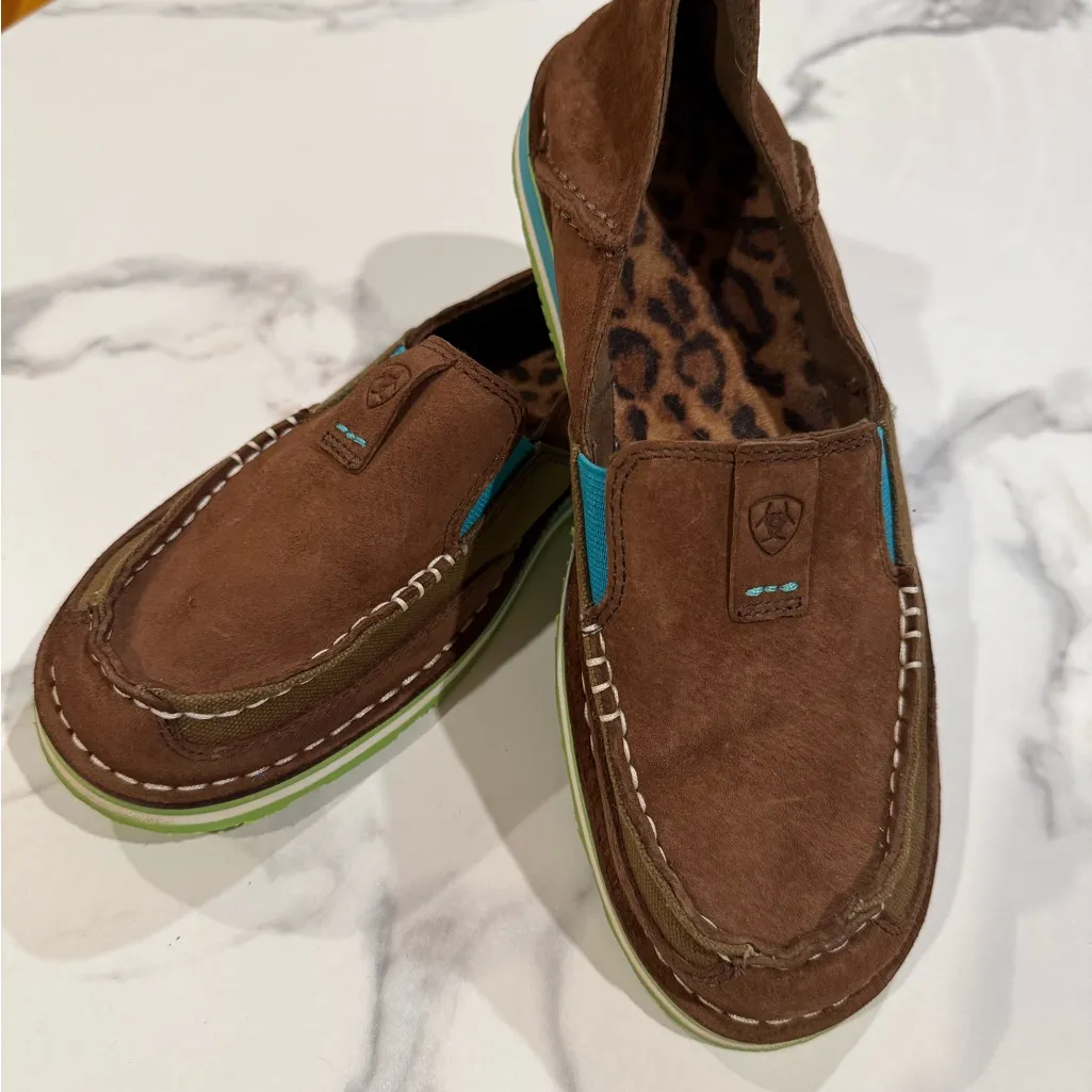 Ariat Brown and Teal Slip-On Shoes - Image 9
