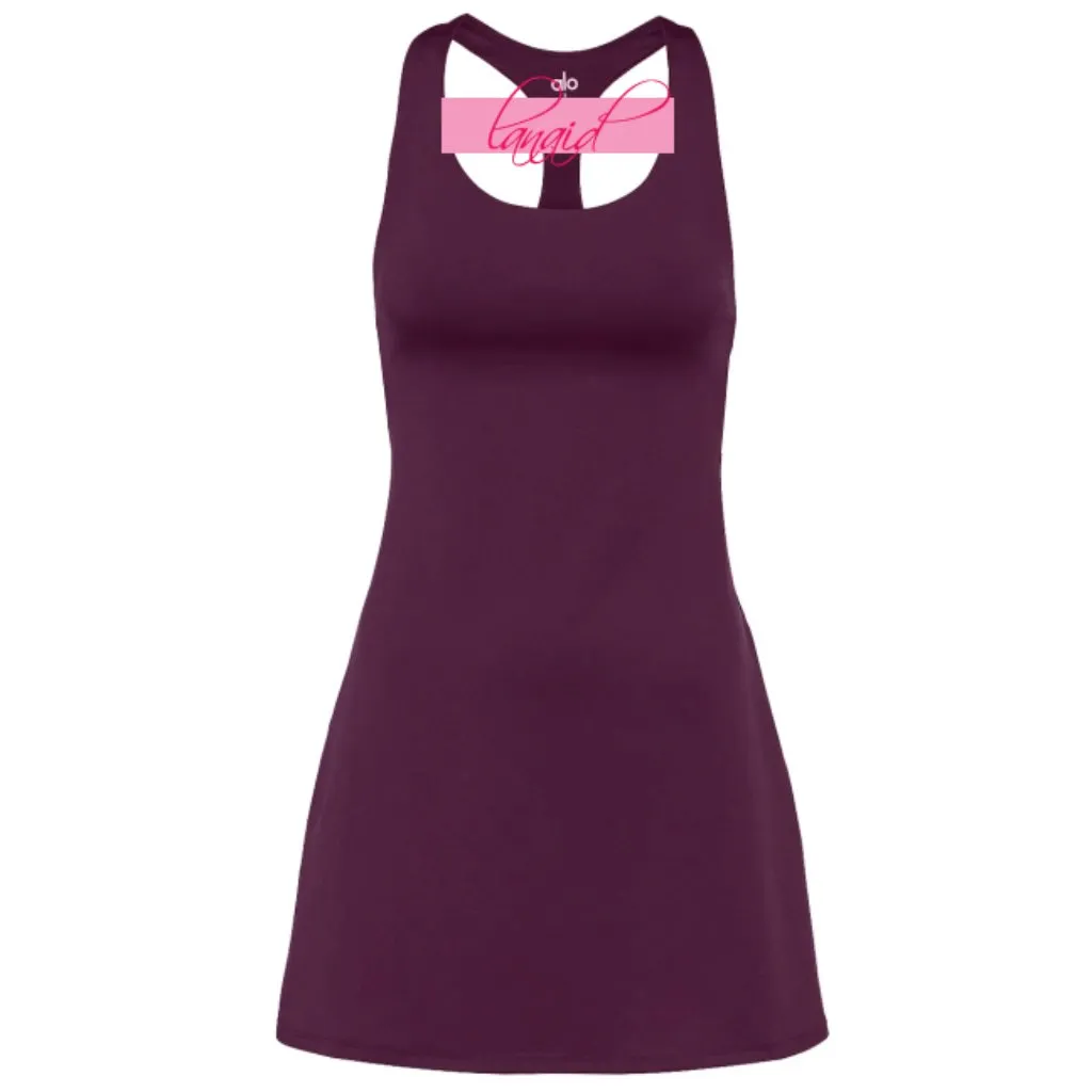 Alo Airlift Fly Dress Dark Plum Purple Padded Open Cut-Out Cutout Back Mini M - Image 5