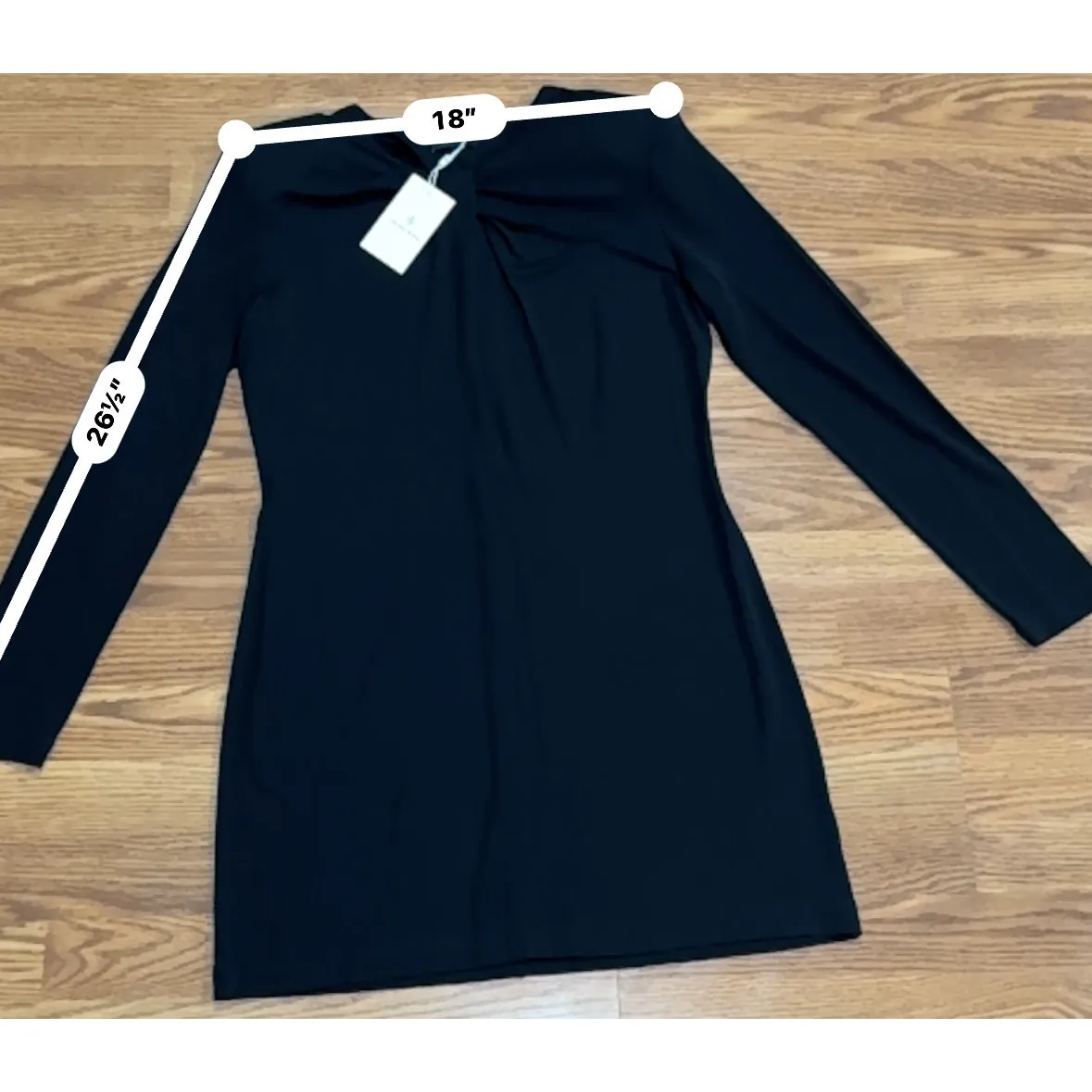 Anine Bing Black classic long sleeve Amaya Keyhole Mini dress size Large - Image 6