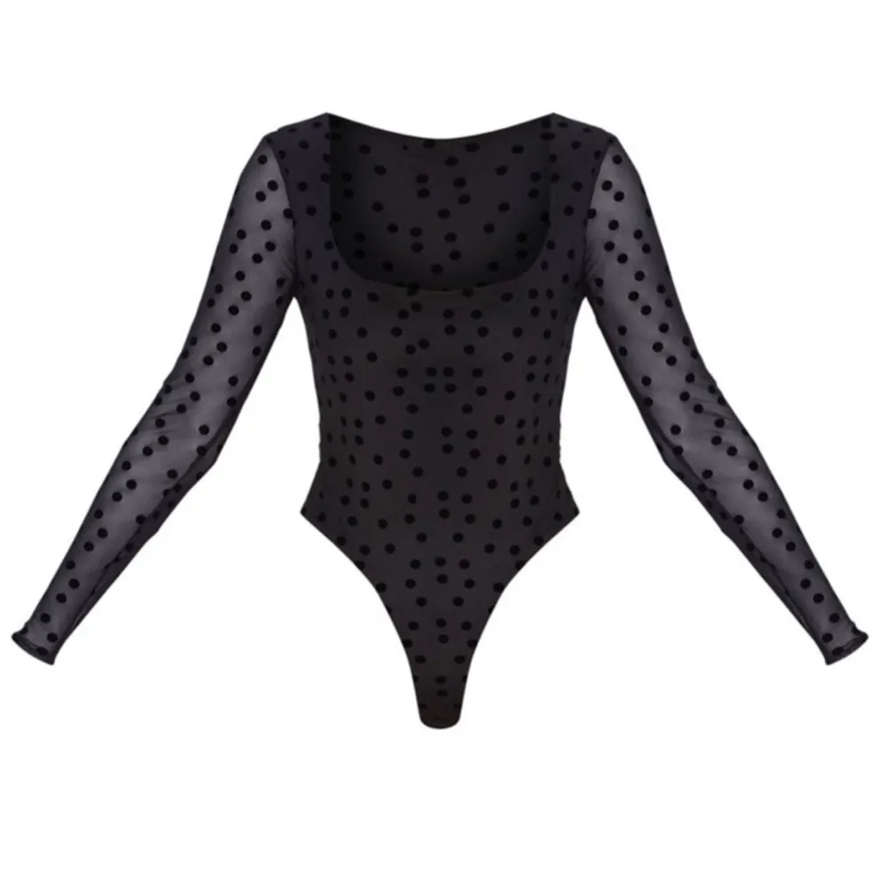 NWT pretty little thing Black Polka Dot
Mesh Square Neck Bodysuit - Image 4
