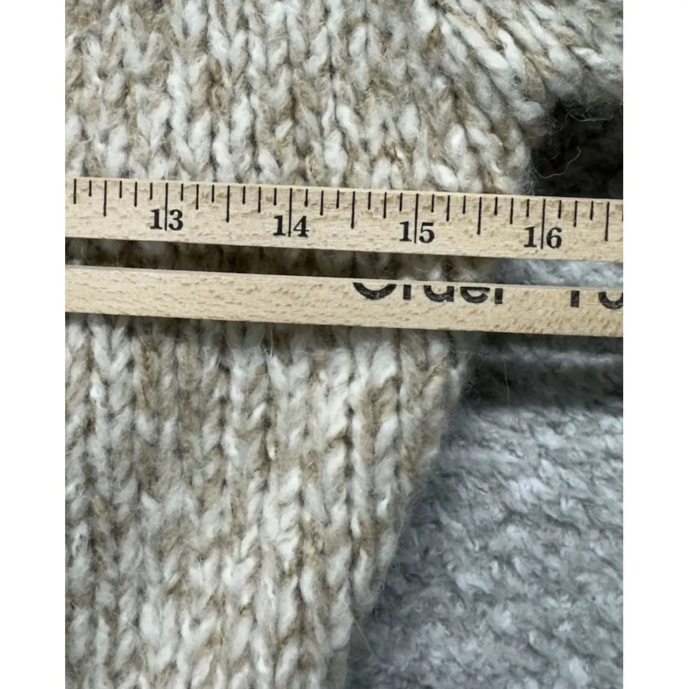 Kenji Hooded Chunky Knit Woman's Cardigan Sweater Hood M Alpaca Wool Y2K Tan Size M - Image 7