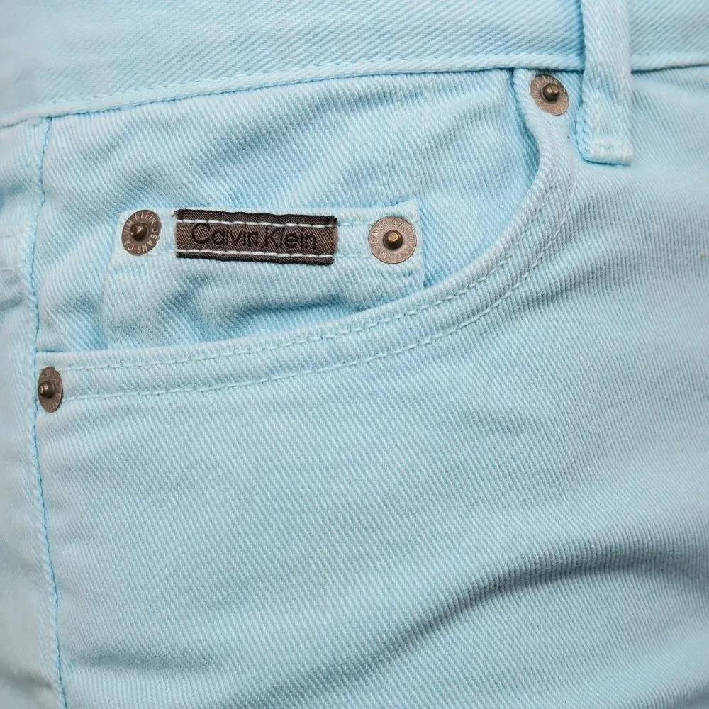 Vintage 90s Turquoise Blue Dyed Calvin Klein Denim Shorts - Image 3