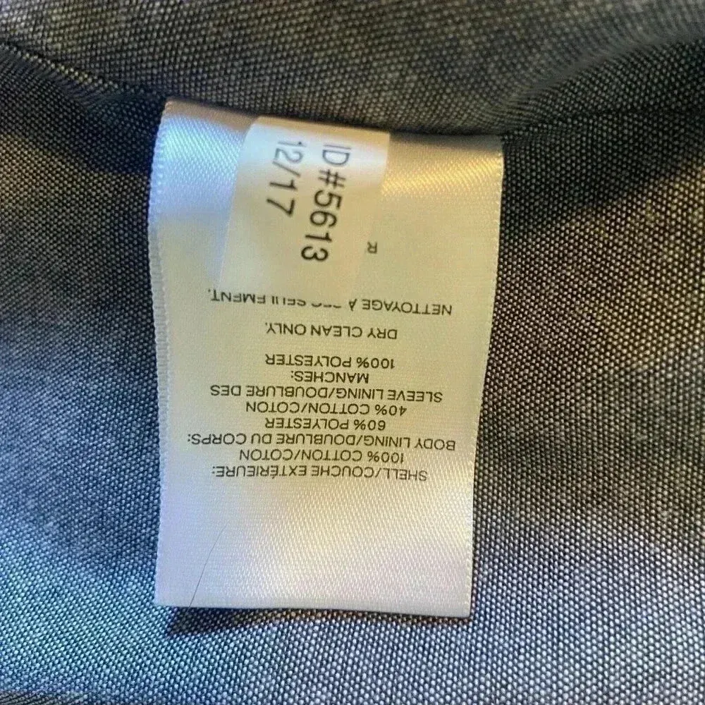 Express Women's‎ S Blue White Striped Pleated Back Trench Coat Size Small Preppy - Image 16