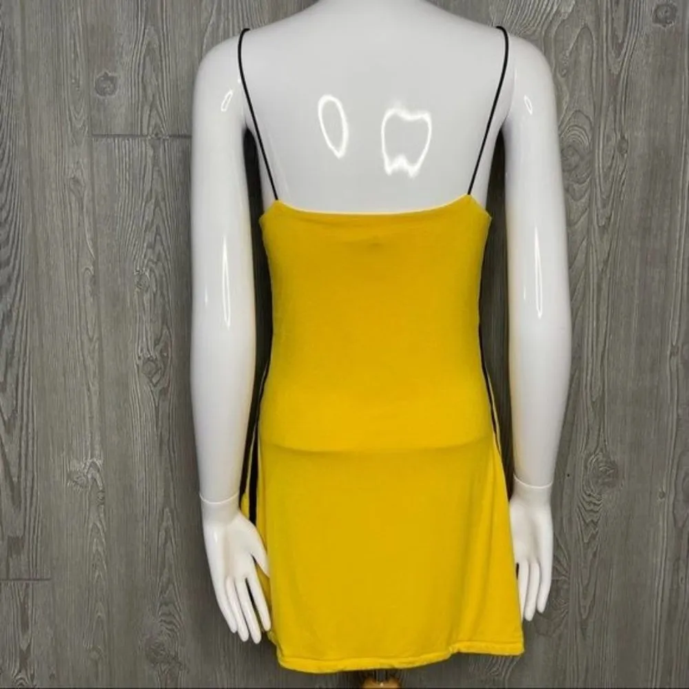 ASOS Omighty yellow and black bodycon mini dress stretch with embroidered logo s - Image 7