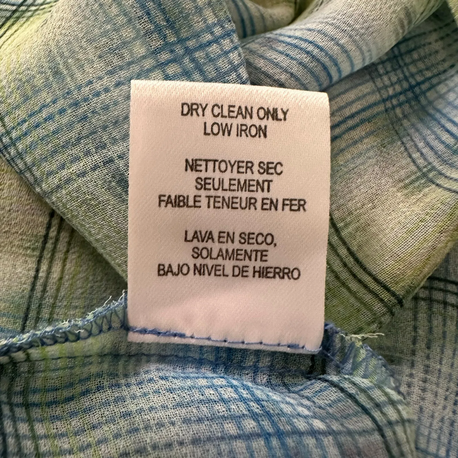 W by Worth blue & green plaid semi-sheer tank top size 0 - Image 8