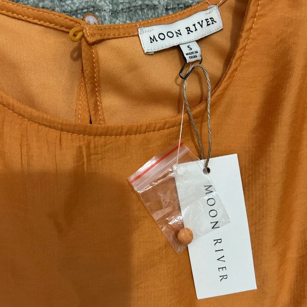 Orange Puff Sleeve Dress - Image 6