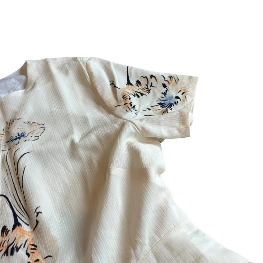 Kaimilan Creamy Ivory Floral Print Dress Knee Length Short Sleeve Size 8 NWT - Image 3