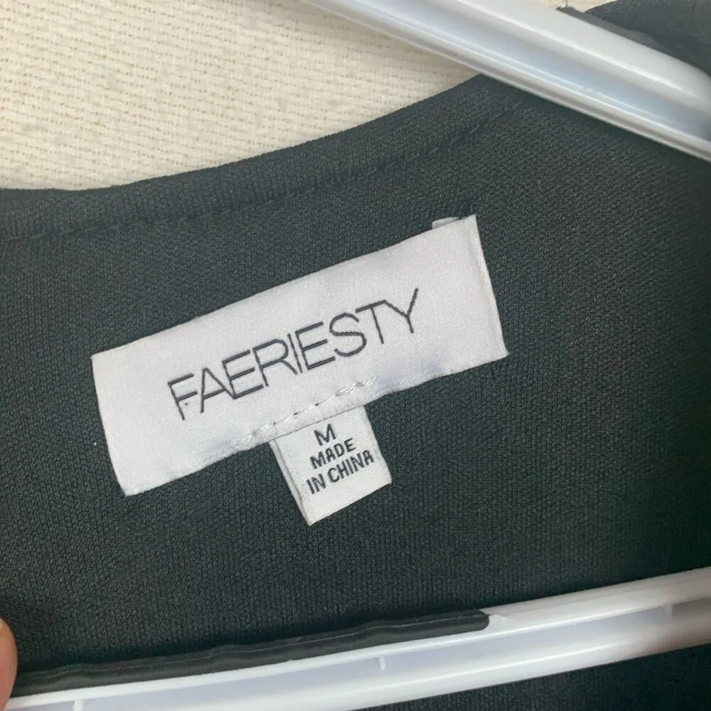 Faeriesty Womens medium black sequin mermaid dress deep v neck prom dance formal - Image 3