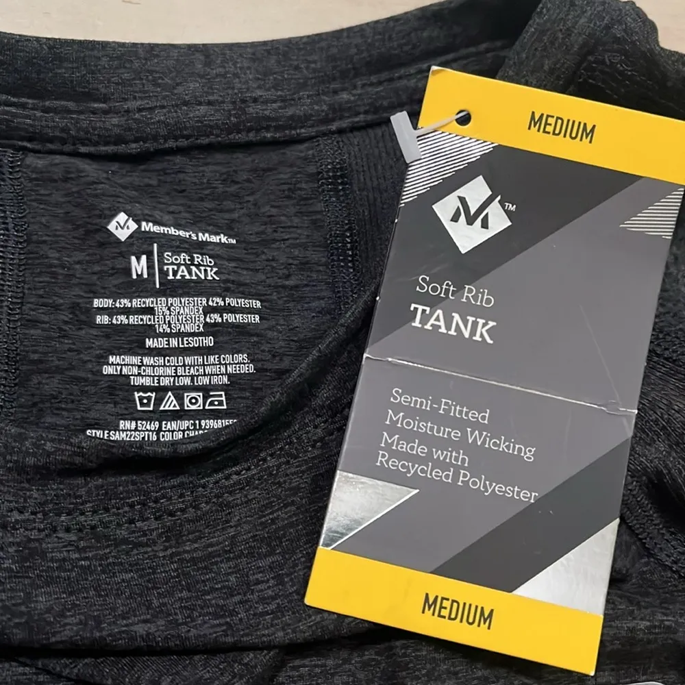 Women’s Member's Mark Soft Rib Tank Medium Semi Fitted Stretch Charcoal Grey - Image 5