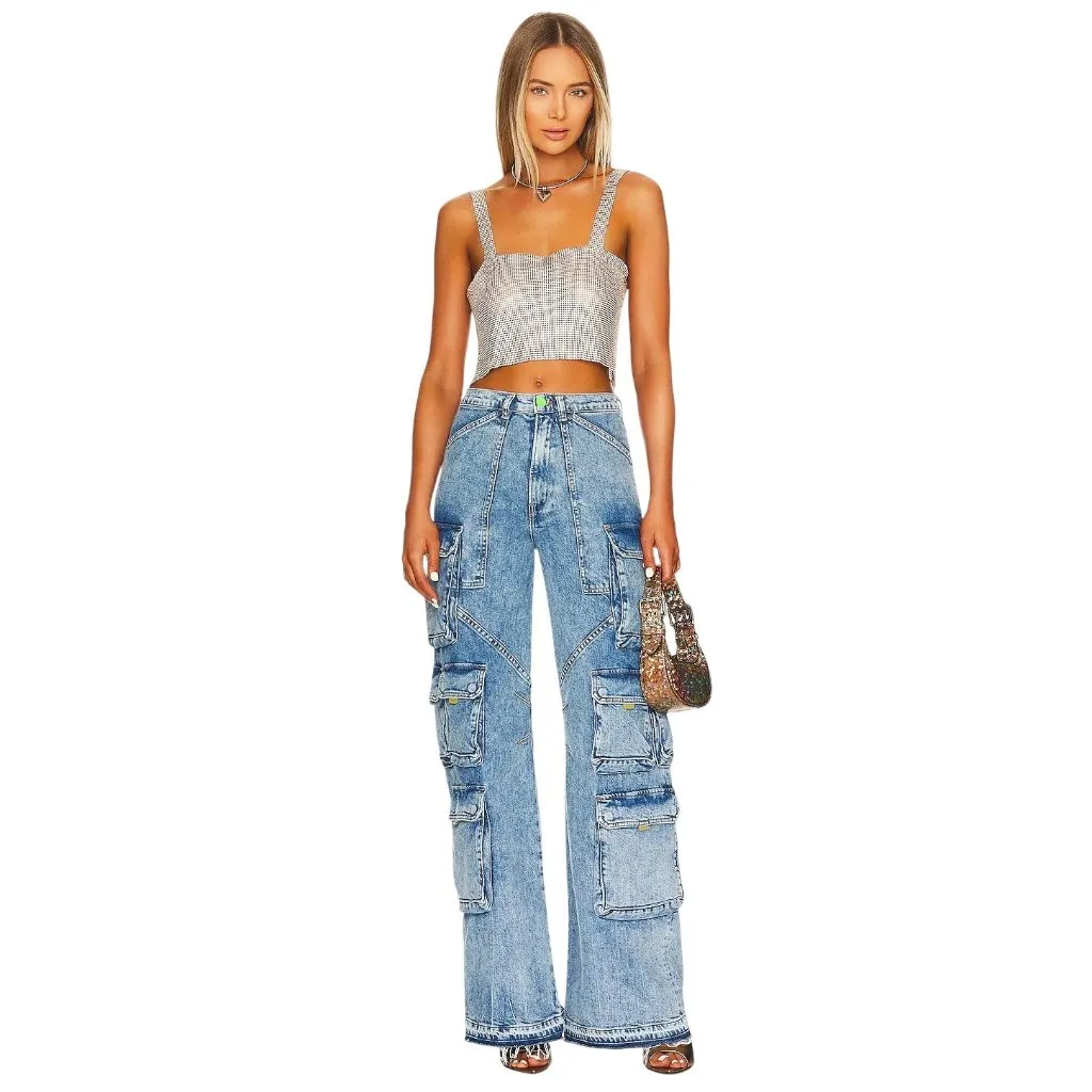 superdown Womens Mackenzie Crop Top in Gold X-Small New Crystal Chainmail Tank - Image 3