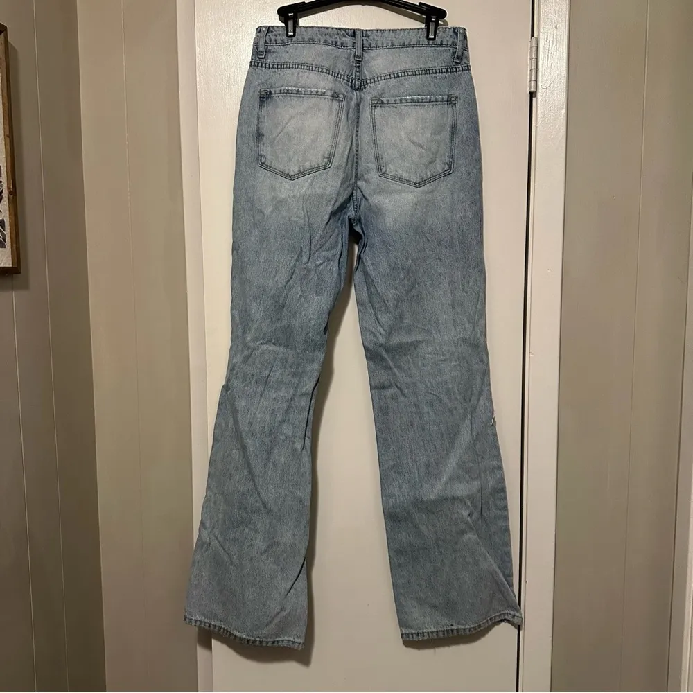 Vervet wide leg distressed light wash denim jeans size 29 - Image 4