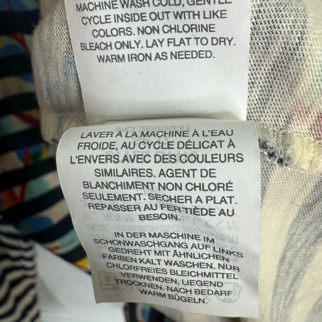 J Crew Michael De Feo Striped T-shirt Blue Floral Cotton Long Sleeve W1765 Sz XS - Image 11