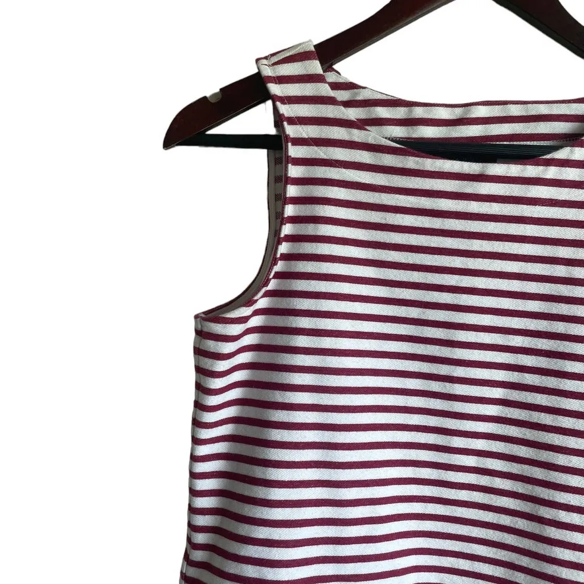 Ann Taylor Top Women XS Red Striped Cotton‎ Preppy Layer Coastal Nautical Vacay - Image 4