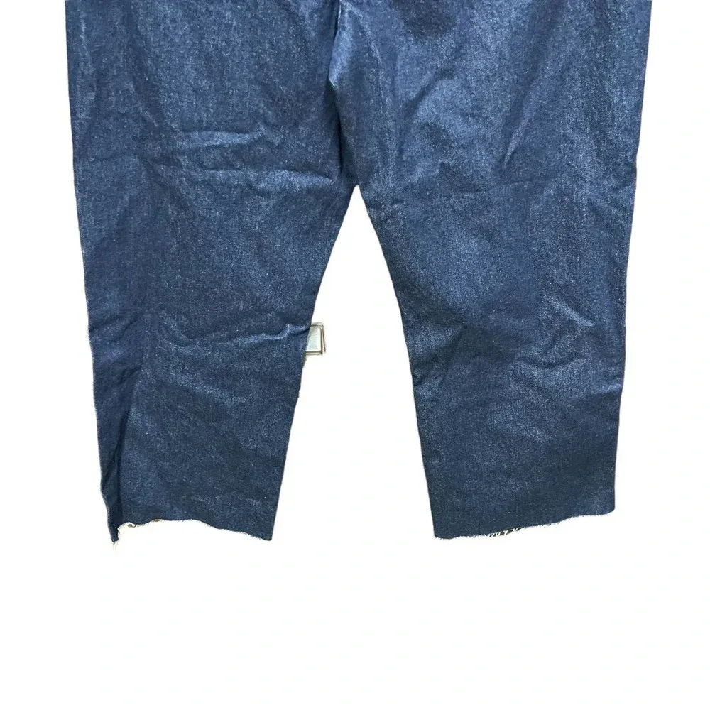 Zara Cropped ZW Premium Straight Leg Dark Wash Jeans‎ Blue Size US 12 - Image 8