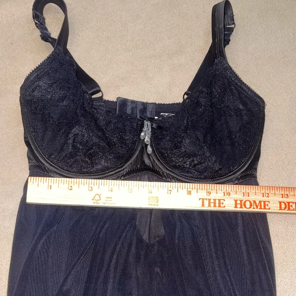 Parfait Black lace lingerie babydoll lingerie rhinestone chemise goth sexy M Size M - Image 6