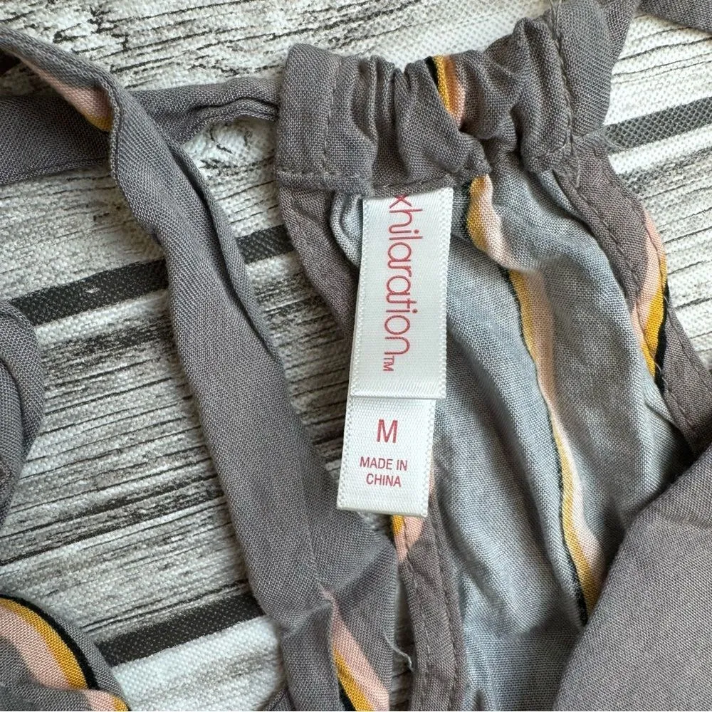 Xhilaration Women's Wide Leg Jumpsuit Romper M Med Medium Grey Gray Pink Orange - Image 10