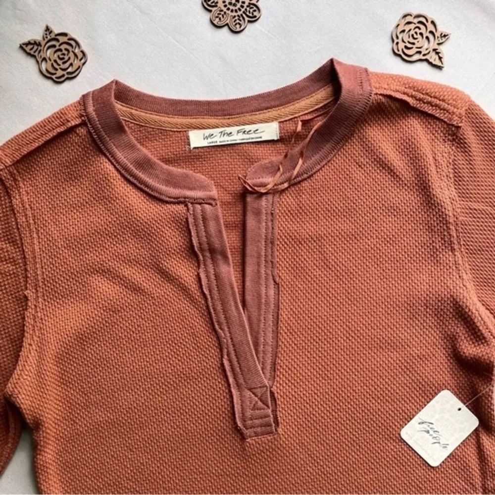 Free People Mikah Layering Cuff Size L Thermal Top Knitted Long Sleeves & Fitted - Image 2