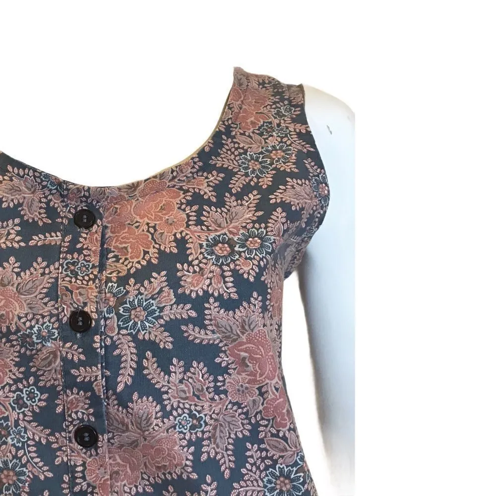 Prairie Farmhouse Cottage Core Prairie Style Vintage 70s Dirndl Drop Waist Dress Blue Size M - Image 10