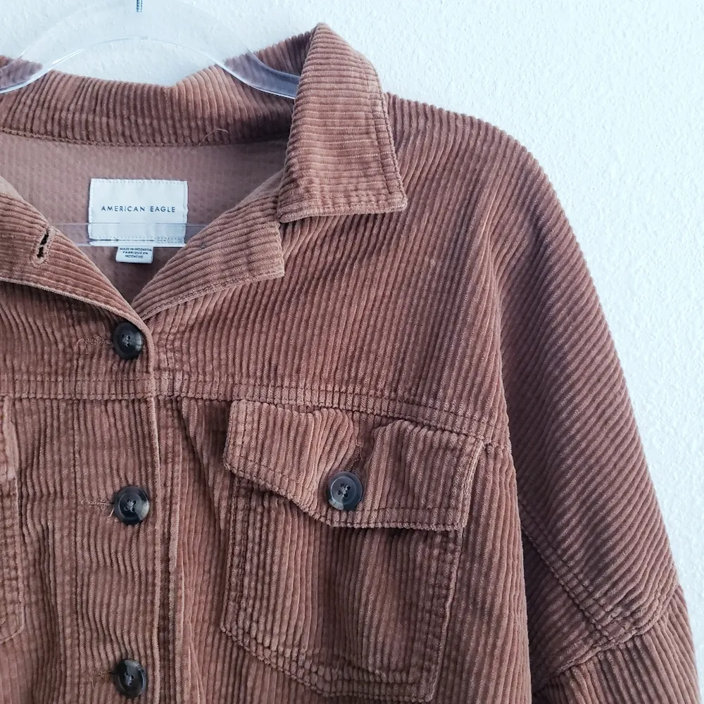 American Eagle Corduroy Distressed Cropped Jacket - Image 3
