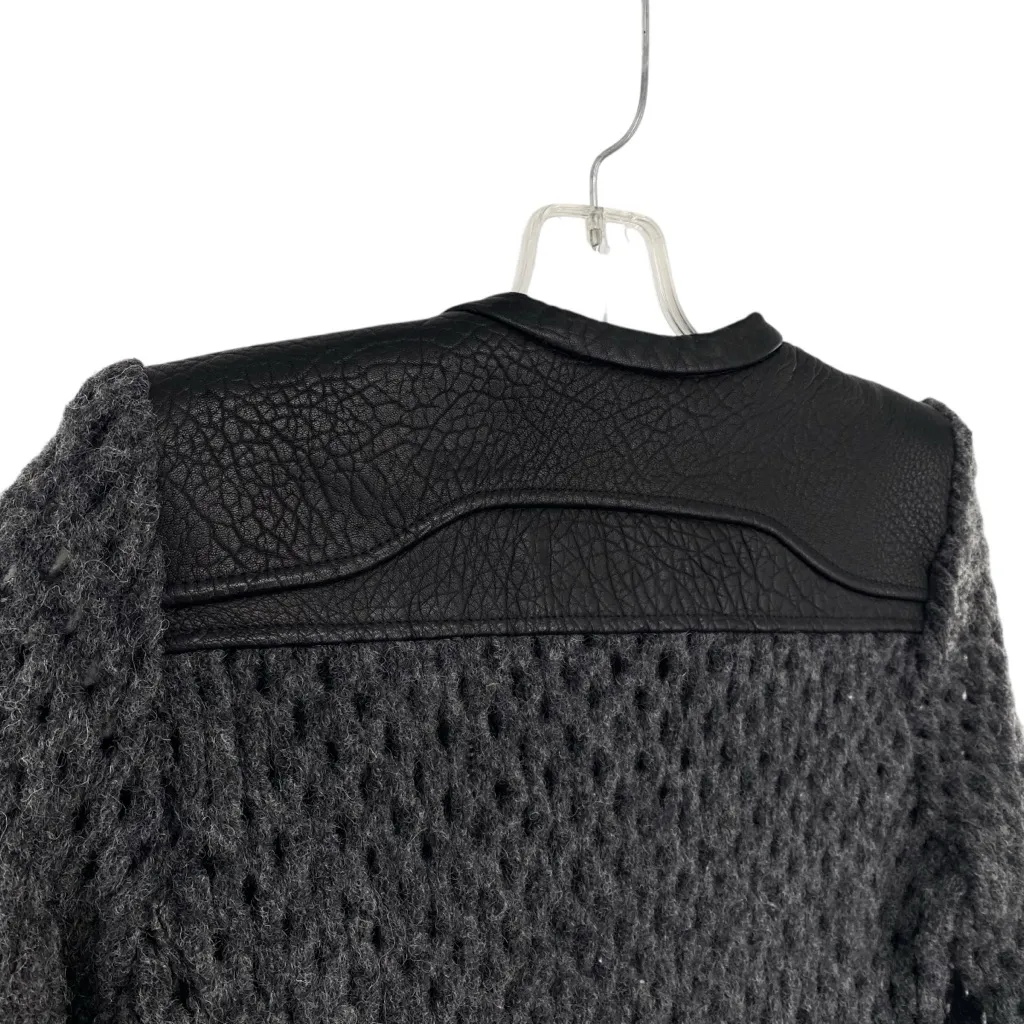 IRO Lina Jacket in Anthracite Wool Blend Zip Up Knit Sweater Jacket - Image 9